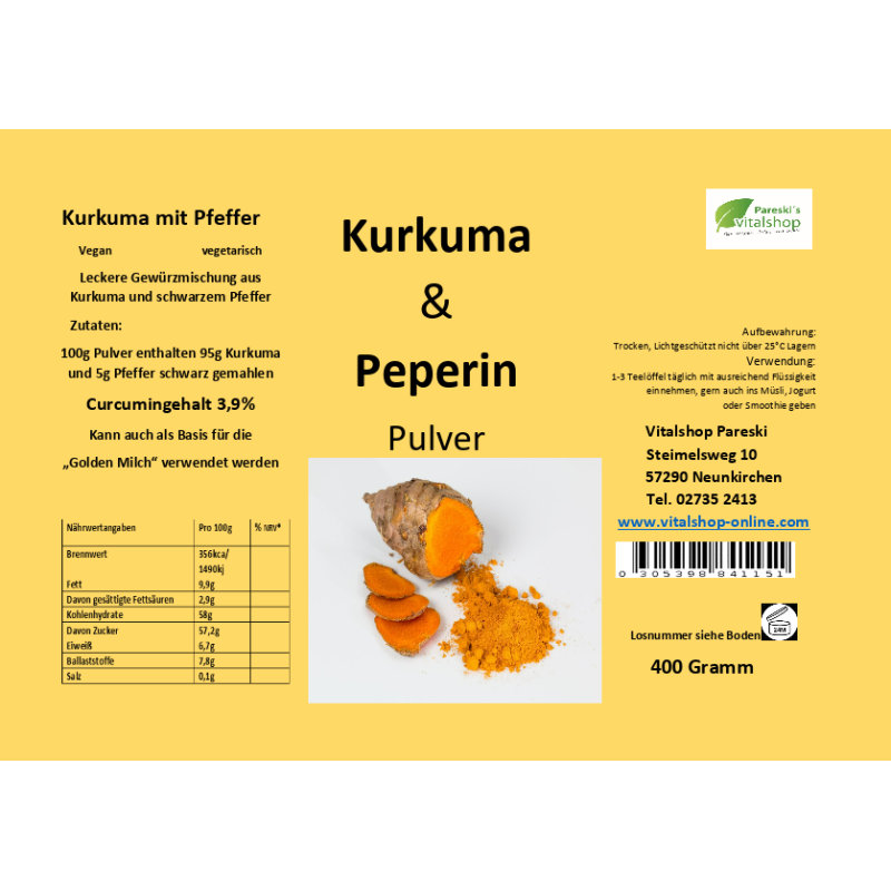 Kurkuma mit Piperin 400 g