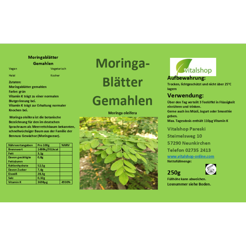 Moringablätter gemahlen 250 g