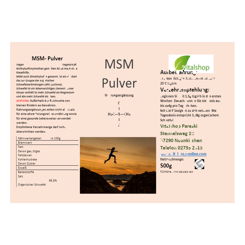 MSM Methylsulfonylmethan 500 g